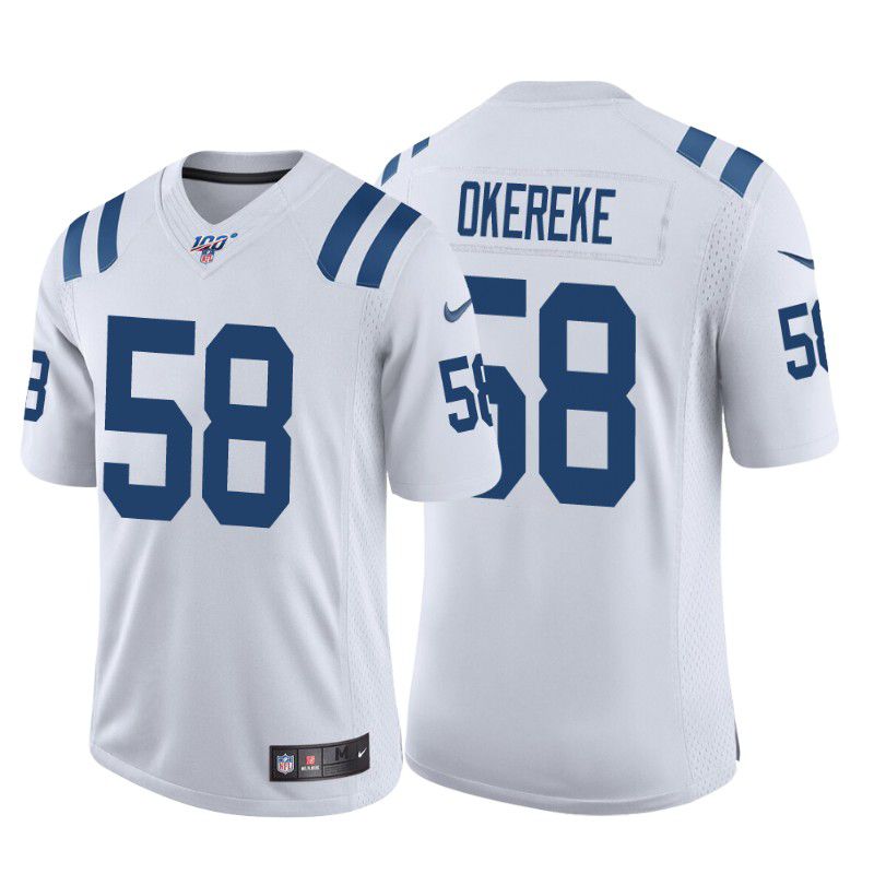 Men Indianapolis Colts #58 Bobby Okereke Nike White 100th Limited NFL Jersey